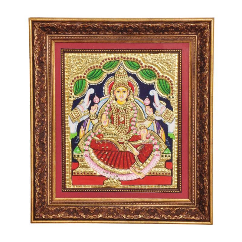 Gaja Lakshmi in Divine Abundance – Traditional Tanjore Art