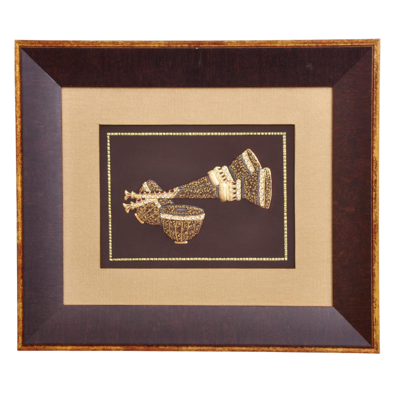 Shehnai & Nagadha Alankaar | Indian Instrument Embossed Miniature Art