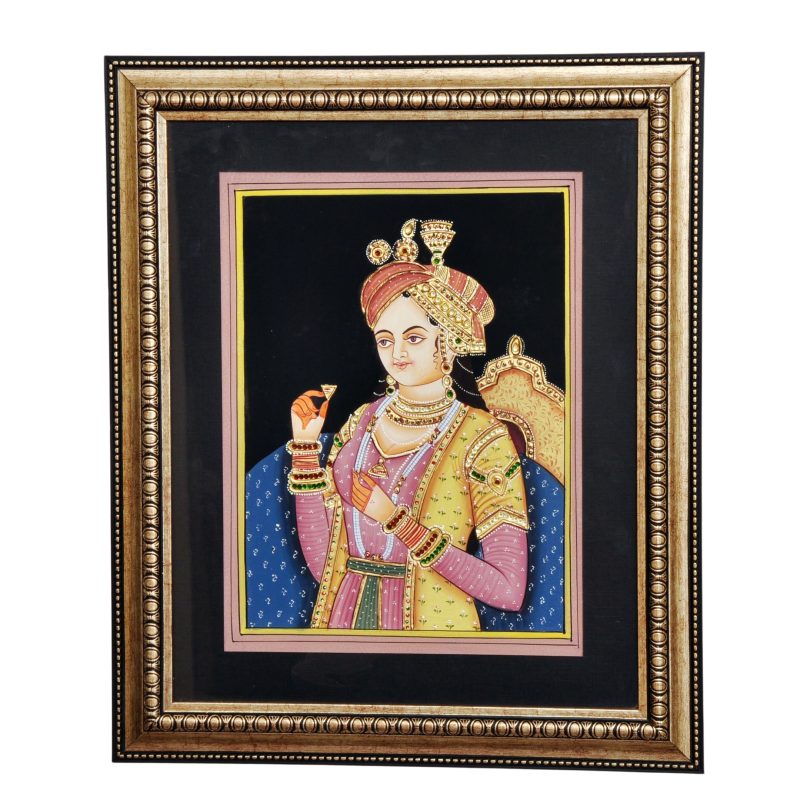 Anguthi Dharini Rani – Royal Courtlife Miniature Art on Paper