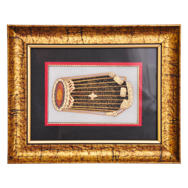 Dholak – Indian Instrument Miniature Art on Marble