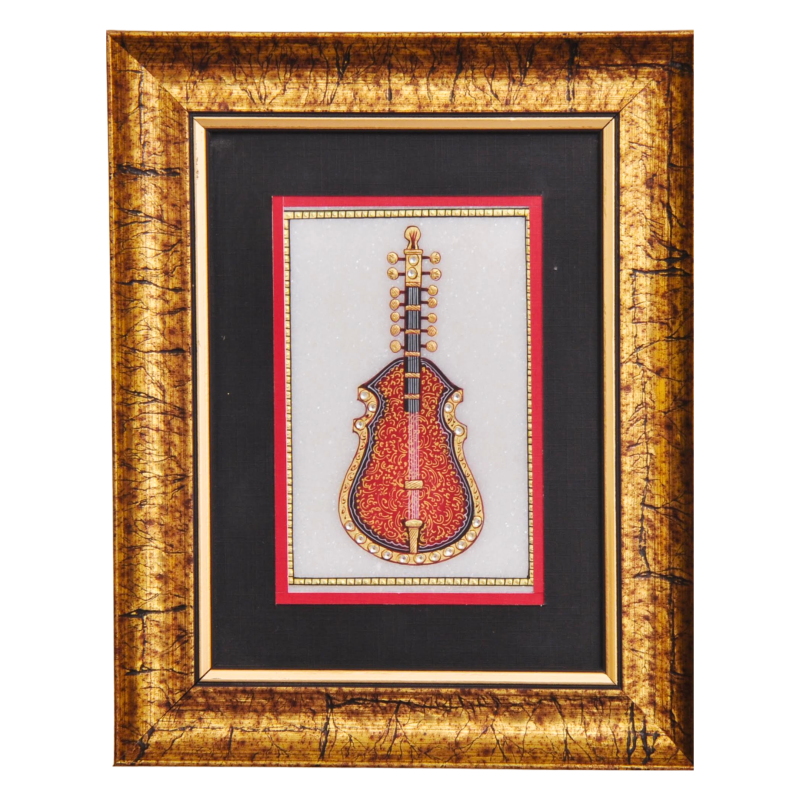 Sitar Alankaar – Indian Instrument Miniature  Art on Marble