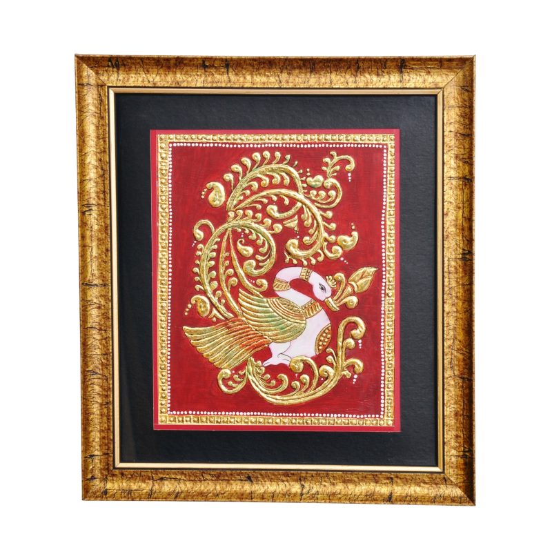 Sacred Mayur in Ornamental Flow | Traditional Tanjore Art