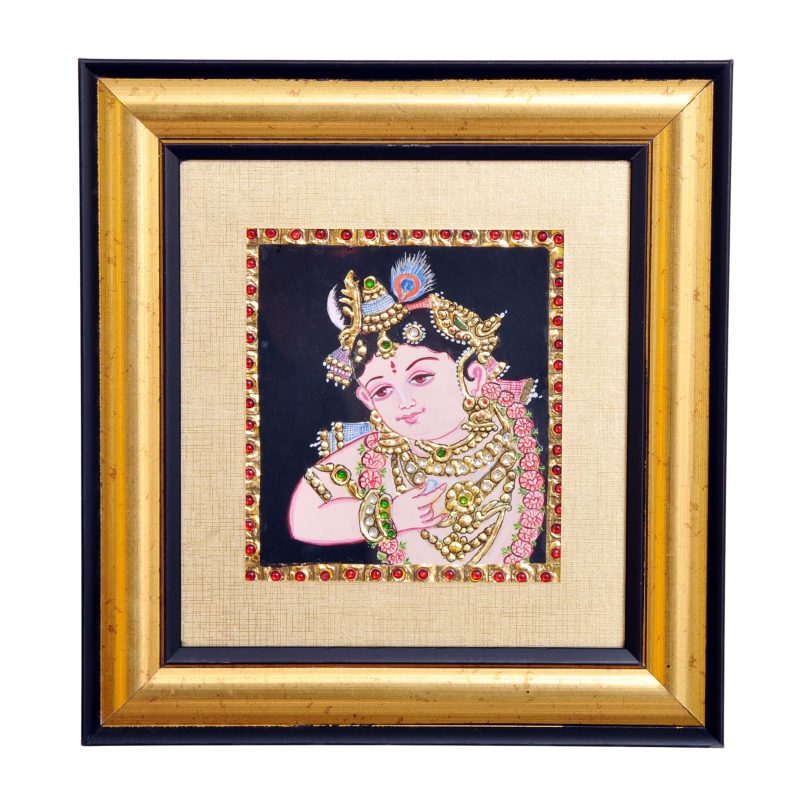 Bal Krishna in Tender Grace | Traditional Tanjore Art