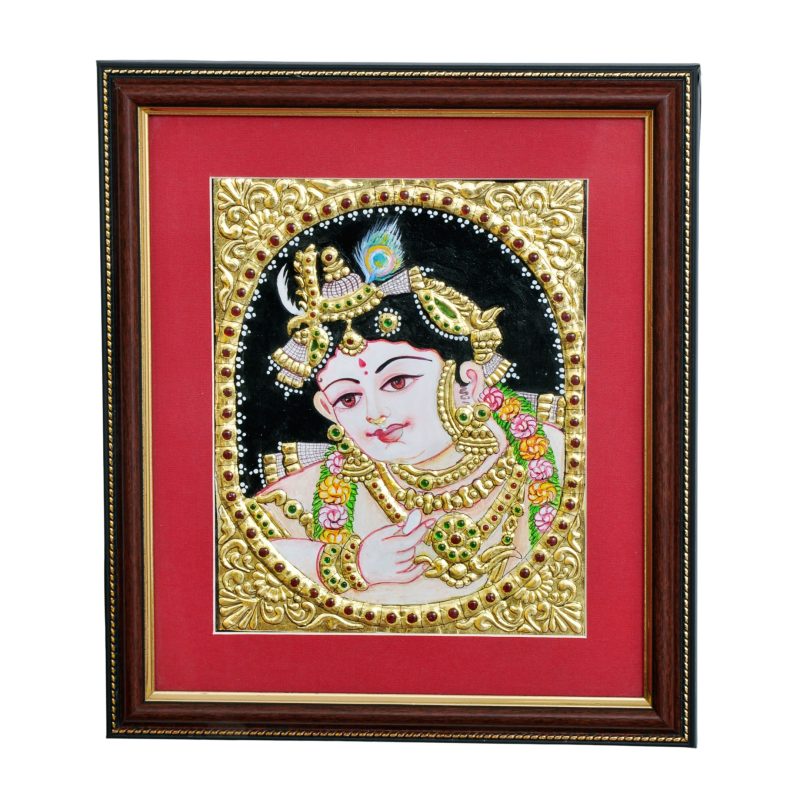 Bal Krishna in Divine Grace | Traditional Tanjore Art
