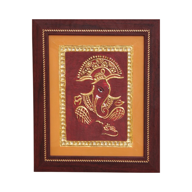 Ekadanta Ganesha in Sacred Abstraction | Traditional Tanjore Art