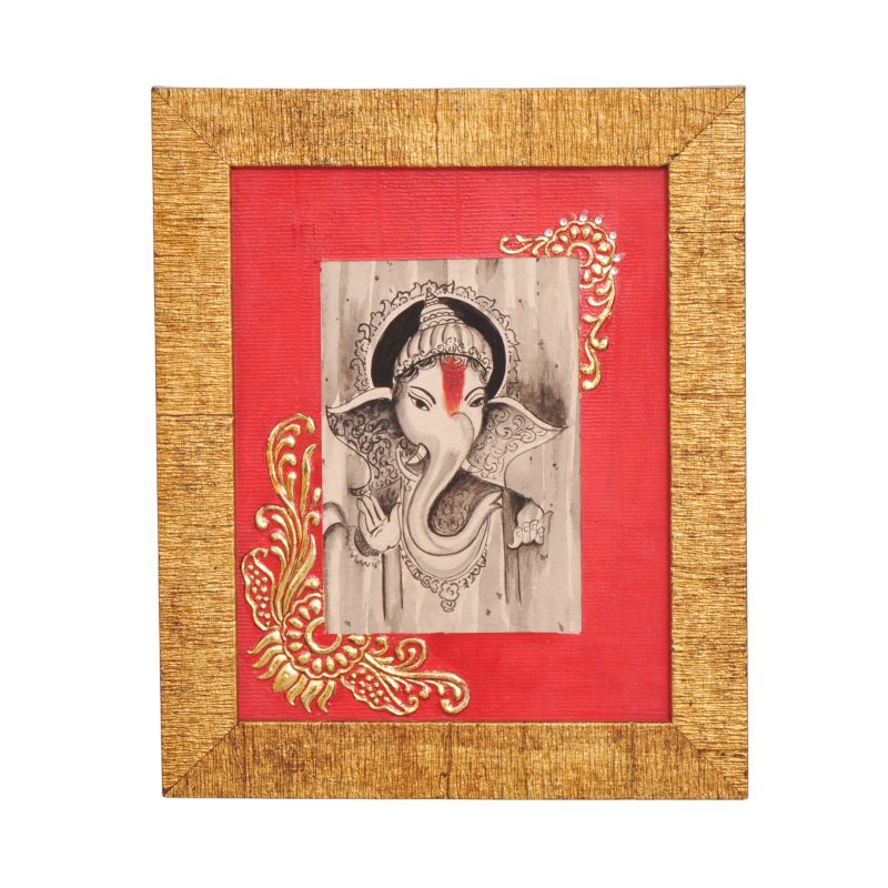 Monochrome Sacred Ganesha | Traditional Tanjore Art