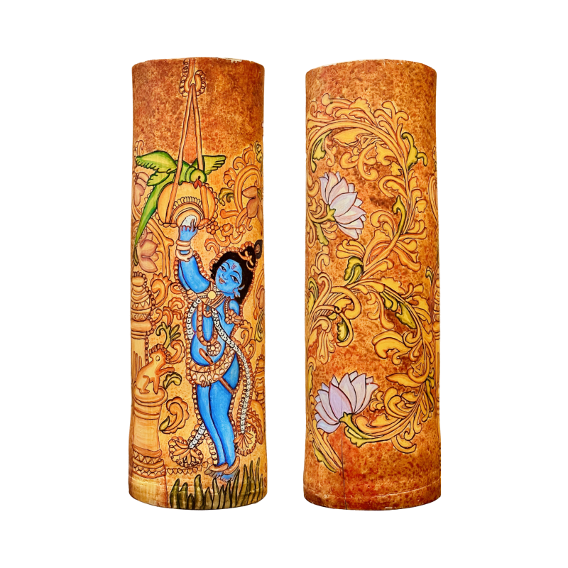 Bal Krishna – Playful Divine Grace | Kerala Mural Artwork on Bamboo
