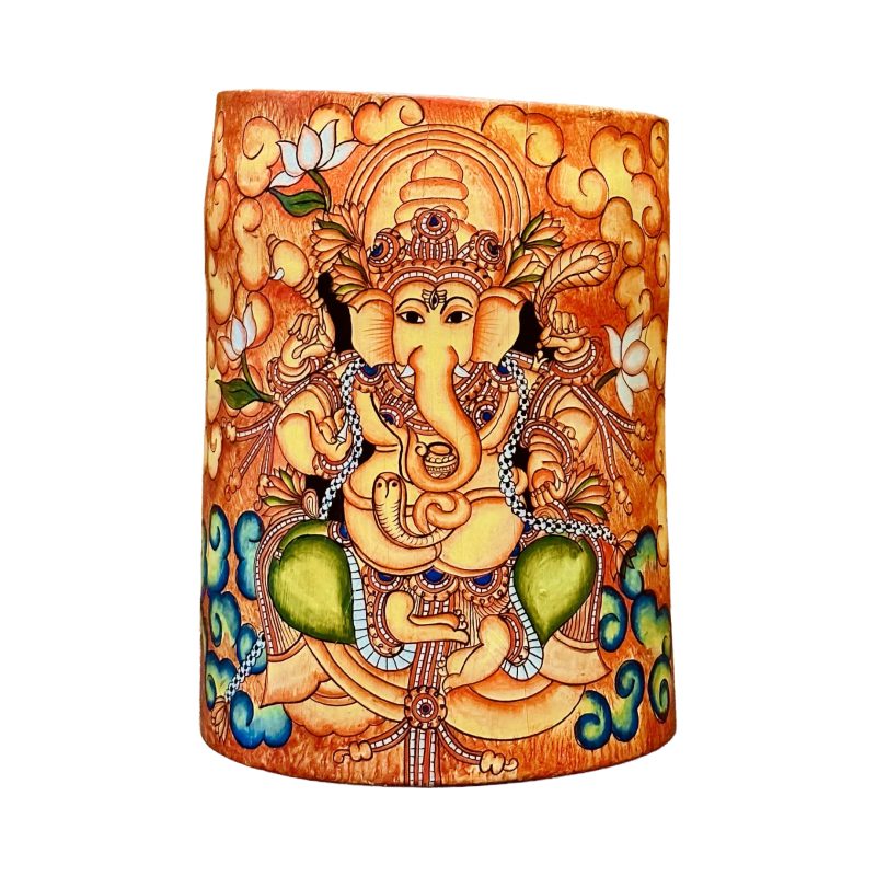 Lord Ganesha – The Remover of Obstacles | Kerala Mural Artwork on Bamboo