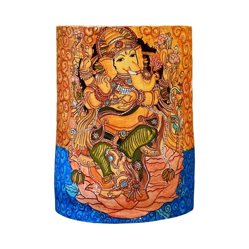 Lord Ganesha – Divine Grace & Abundance | Kerala Mural Artwork on Bamboo