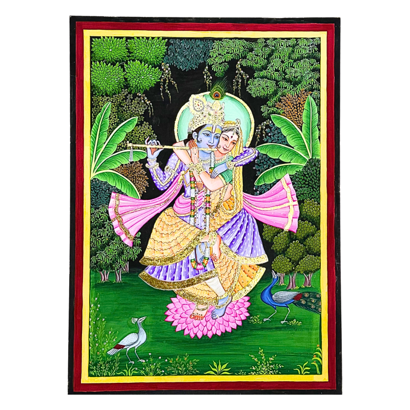 Eternal Raslila of Radha Krishna in Sacred Grove | Traditional Pichwai Art