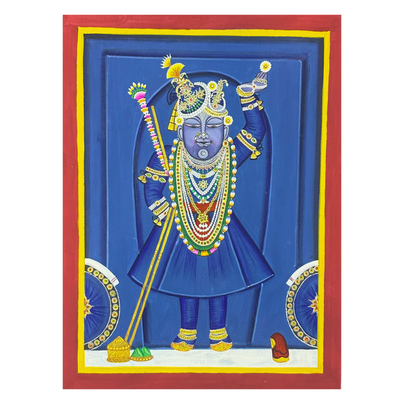Shringar Vesh of Shrinathji in Royal Blue Attire | Traditional Pichwai Art