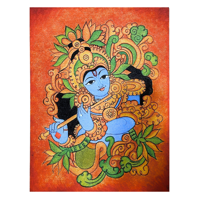 Murali Madhavam – Lord Krishna | Kerala Mural on Canvas