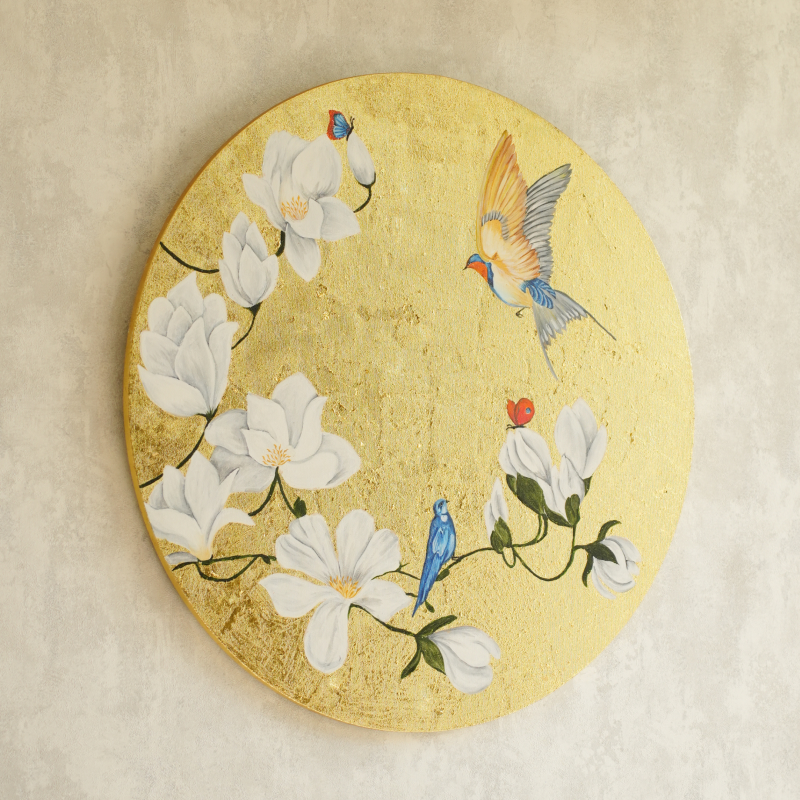 Swarna Vihang — Blossoms in Golden Harmony | Contemporary Art