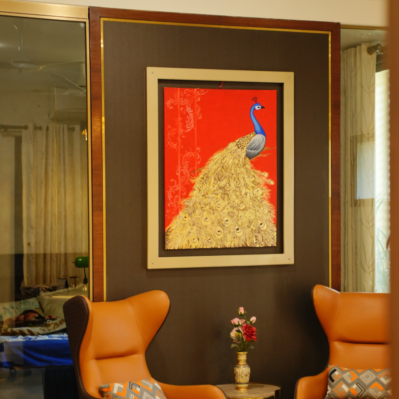 Rajmayur — The Golden Majesty | Acrylic on Canvas